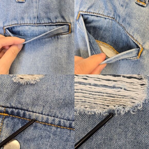 Forever 21 Distressed Cargo Jeans Women’s 27 Medium Wash High Rise Jogger Pants - Picture 16 of 16